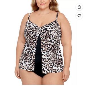NWT Swim Solutions HIDDEN SPOTS Knotted Flyaway Fauxkini One-Piece Swimsuit